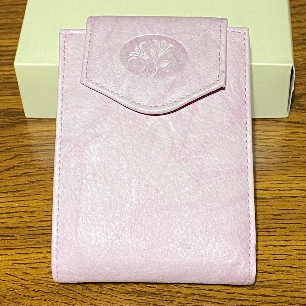 Buxton VTG Pink Leather Security Billfold Wallet‎ Top Grain Cowhide Floral NOS